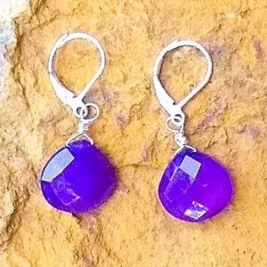 Purple Chalcedony Faceted Briolette Earrings
